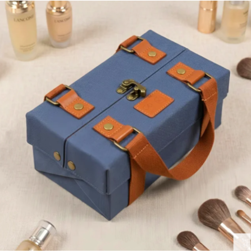 Maletín de Maquillaje Vintage con Bandeja Magnética Plegable, Organizador de Cosméticos
