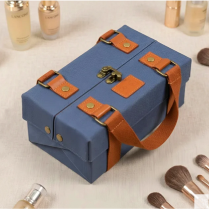 Maletín de Maquillaje Vintage con Bandeja Magnética Plegable, Organizador de Cosméticos
