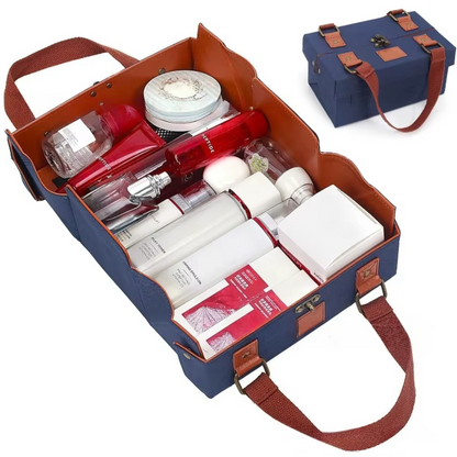 Maletín de Maquillaje Vintage con Bandeja Magnética Plegable, Organizador de Cosméticos