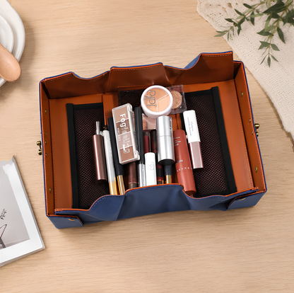 Maletín de Maquillaje Vintage con Bandeja Magnética Plegable, Organizador de Cosméticos